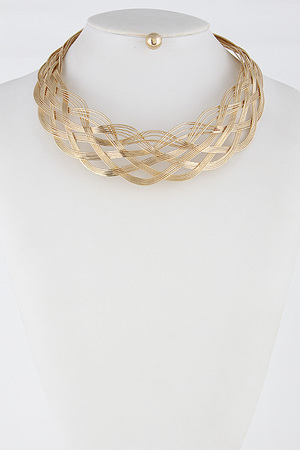 Braided Choker Necklace Set 6EBC1